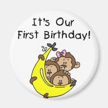 Triplets 1st - Two Boys, One Girl Fridge Magnet