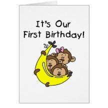 Triplets 1st - Two Boys, One Girl Greeting Card