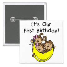 Triplets 1st - Two Girls One Boy Tshirts and Gifts Pinback Buttons