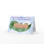 Triplets Boy Baby Shower Pea in a Pod Invitation Greeting Card