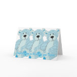 Triplets Congratulations Teddy Bear in blue cards