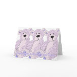 Triplets Congratulations Teddy Bear in pink cards