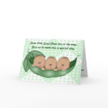 Triplets Green Baby Shower Pea in a Pod Invitation Card