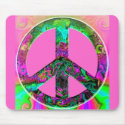 Trippy Pink Peace Sign mousepads