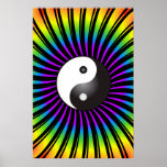 Trippy Poster: Yin Yang Symbol & Spiral Design posters