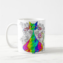 Trippy Psychedelic Cat Coffee Mugs