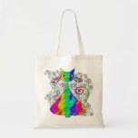 Trippy Psychedelic Cat Shopping Bag