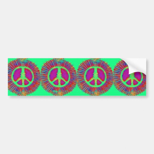 Trippy Tie-Dye Psychedelic Peace Sign Bumper Stickers