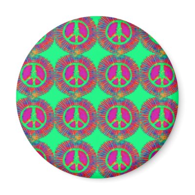 Trippy Tie-Dye Psychedelic Peace Sign Magnets by makelovenotwar