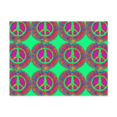 Trippy Tie-Dye Psychedelic Peace Sign Postcards by makelovenotwar