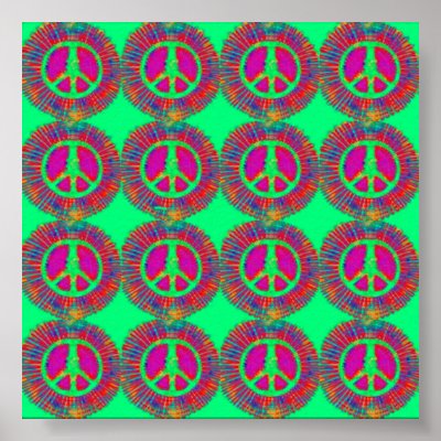 Trippy Tie-Dye Psychedelic Peace Sign Poster by makelovenotwar