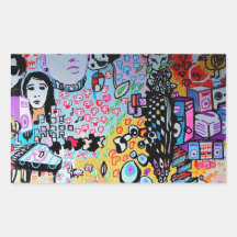 trippy urban shaman rectangle sticker
