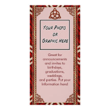 Triquetra Red Silk Customized Photo Card