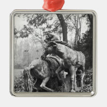 Tritons grooming two horses of the sun in christmas ornaments