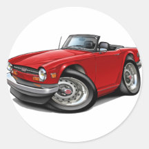 Triumph TR6 Red Car Round Stickers
