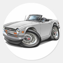 Triumph TR6 White Car Round Sticker