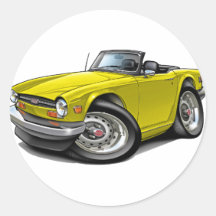 Triumph TR6 Yellow Car Round Stickers