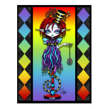 Trixy Pixie Stick Rainbow Circus Freak Postcard