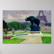 Trocadero Gardens and Rhinoceros by Jacquemart Print