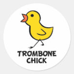 Trombone Chick Round Stickers