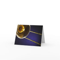 Trombone Greeting Card Blue Background