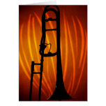 Trombone In Fire Greeting Cards