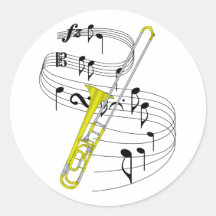 Trombone Round Sticker