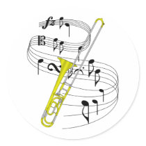Trombone Round Stickers