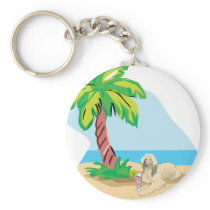 Tropical Afghan Hound Key Chain