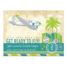 Tropical Airline Travel Save the Date Postcard