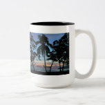 Tropical Beach at Sunset Two-Tone Mug
