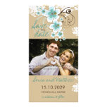Tropical Beach Hibiscus Blue Save The Date Card Photo Card Template