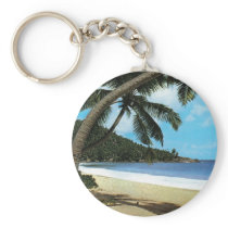 Tropical beach painting keychain