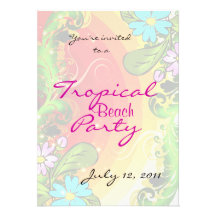 tropical beach party invite