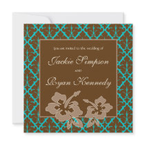 Tropical Beach Wedding Hibiscus Blue Brown 2