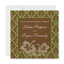 Tropical Beach Wedding Hibiscus Lime Green Brown 2