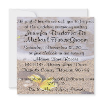 Tropical Beach Wedding Yellow Plumeria RSVP Personalised Announcement