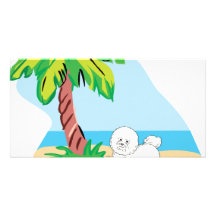 Tropical Bichon Frise Photo Card