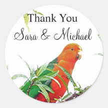 Tropical Bird Wedding Thank You Label Sticker