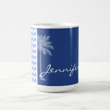 Tropical Blue Chevron Mugs