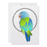 Tropical Blue & Green Parrot in Silver Ring invitations