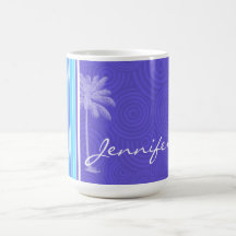 Tropical Blue & Purple Stripes; Striped Mug