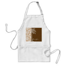 Tropical Brown Damask Pattern Apron