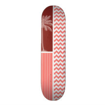 Tropical Coral Chevron Custom Skate Board