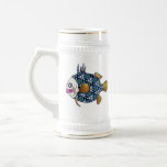 Tropical Fish 01 - Navy Blue & White Mugs