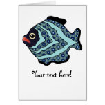 Tropical Fish-01 Turquoise Aqua with Pattern. Greeting Card