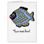 Tropical Fish-02 Blue and Gold Greeting Card