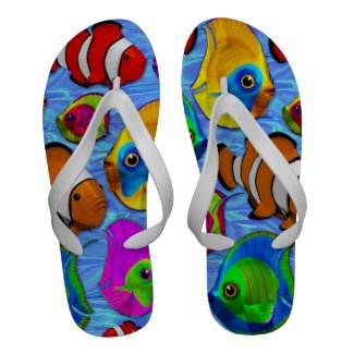 Tropical Fishes Pattern Flip Flops