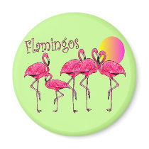 Tropical Flamingo Art Gifts Magnets