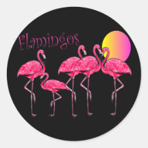 Tropical Flamingo Art Gifts Round Stickers